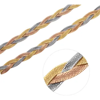 Řetízek Bealio BEALIO Stříbrný náhrdelník PLETENÝ 8 mm celobroušený TRICOLOR Délka řetízku: 45 cm 03-08989-1785