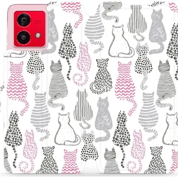 Pouzdro na mobilní telefon Flipové pouzdro Mobiwear - Motorola Moto G84 5G - MX01S Kočičí zádíčka (Knížkové flip pouzdro, obal, kryt na mobil Motorola Moto G84 5G - MX01S Kočičí zádíčka, materiál Umělá kůže + TPU - ochrana 360°, stojánek, silikonová vanička, magnetické zavírání)