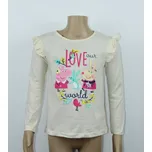 Podmix Dívčí tričko s dlouhým rukávem - Prasátko Peppa, krémové Velikost - děti: 116