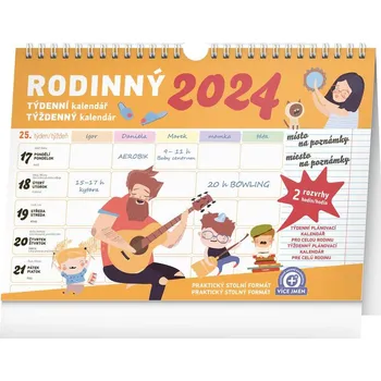 Kalendář Týdenní rodinný plánovací kalendář s háčkem 2024, 30 x 21 cm