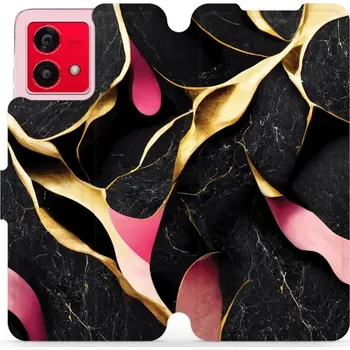 Pouzdro na mobilní telefon Flipové pouzdro Mobiwear - Motorola Moto G84 5G - VP35S Černý a zlatavý mramor (Knížkové flip pouzdro, obal, kryt na mobil Motorola Moto G84 5G - VP35S Černý a zlatavý mramor, materiál Umělá kůže + TPU - ochrana 360°, stojánek, silikonová vanička,)