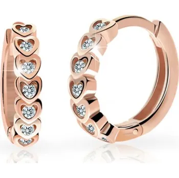 Náušnice ŠPERKY-NM, Zlaté kroužky se zirkony 3220 Barva kamene: růžová světlá, Barva zlata: růžová