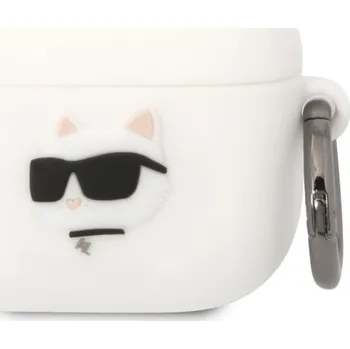 Příslušenství pro sluchátka Karl Lagerfeld 3D Logo NFT Choupette Head silikonový pouzdro pro Airpods 3 bílý