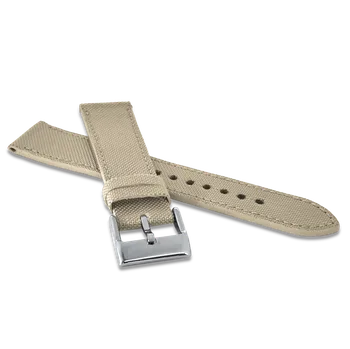 Řemínek na hodinky LAVVU Béžový řemínek z nylonu a luxusní kůže Top Grain - 22