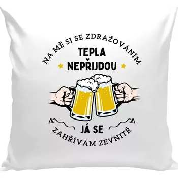 Polštář Polštář bílý 40x40 cm Zahřívám se zevnitř