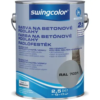 barva na zeď Swingcolor Barva na beton 2 v 1, modrošedá, polomatná, 2,5 l&nbsp;6151 T02,5 7031