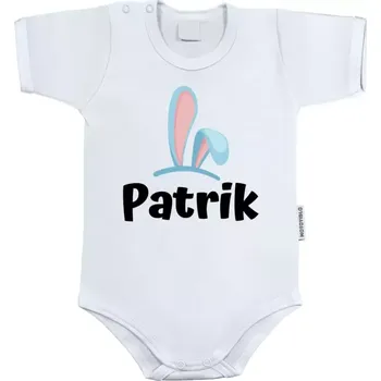 Dětské body s krátkým rukávem Modrá ouška se jménem