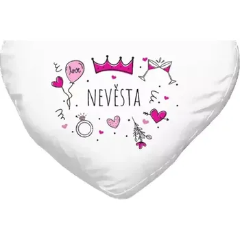 Polštář Polštář srdce 40x35 cm Nevěsta - růžové ikonky