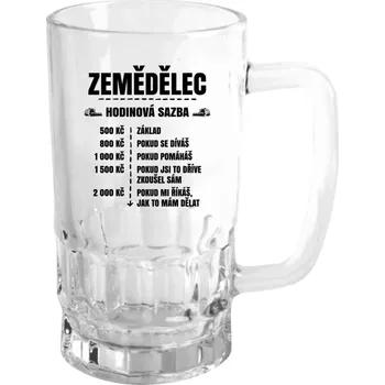 Sklenice Půllitr skleněný Hodinová sazba - zemědělec