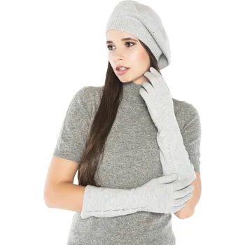 Čepice Duuree.cz Dárkový set Caroline baret a dlouhé rukavice 100% kašmír Barva: Světle šedá