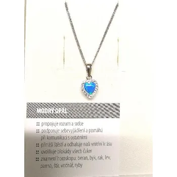 Šperk Ag 925 řetízek - srdce modrý opál (Stříbrný řetízek se SW kamínky)