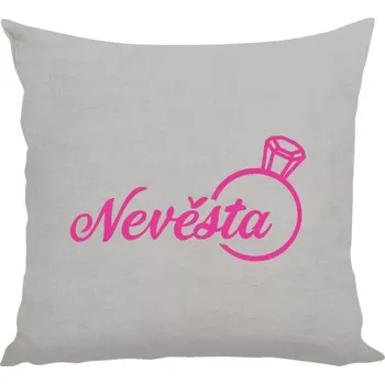 Polštář Polštář lněný 40x40 cm Nevěsta s prstenem