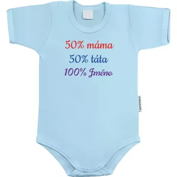 Kojenecký body Dětské body s krátkým rukávem 50% máma + 50% táta = 100% jméno