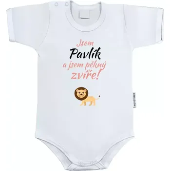 Kojenecký body Dětské body s krátkým rukávem Jsem jméno a jsem pěkný zvíře! Lev