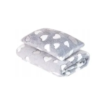 Pelíšek pro psa Deka + polštářek M - šedá / srdce