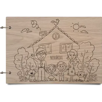 Fotokniha Dřevěné album se sponami Rodinka