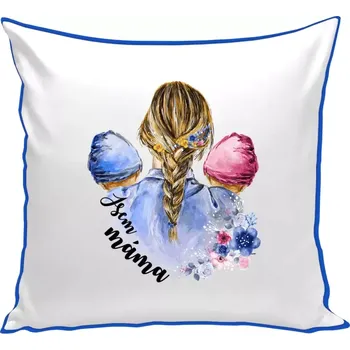 Polštář Polštář barevný 32x32 cm Jsem máma - chlapeček a holčička