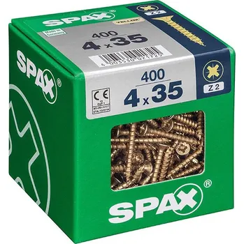Vrut Spax Yellox Univerzální vrut, ø 4 × 35 mm, drážka: PZ 2, 400 ks 4081020400358