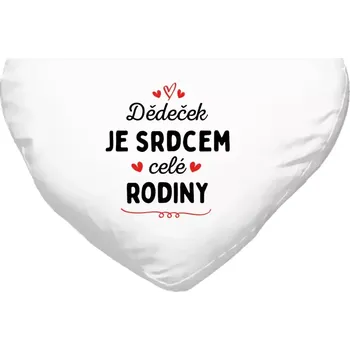 Polštář Polštář srdce 40x35 cm Dědeček je srdcem celé rodiny