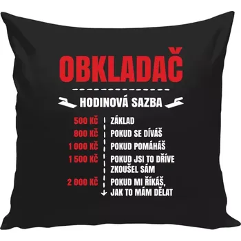 Polštář Polštář černý 40x40 cm Hodinová sazba - obkladač