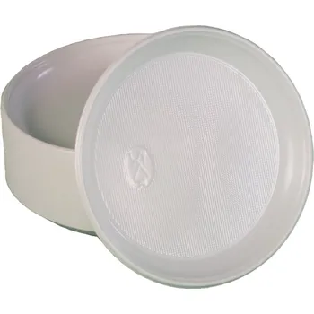 Jednorázové nádobí Talíř plastový bílý průměr 22cm, baleno po 100 ks