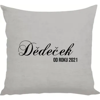 Polštář Polštář lněný 40x40 cm Dědeček od roku