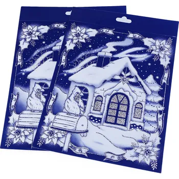 Vánoční dekorace Stoklasa Samolepicí vánoční okenní fólie domeček 4 bílá 2 ks