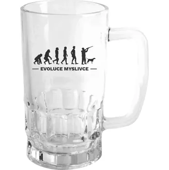 Sklenice Půllitr pro myslivce - Evoluce - myslivec - čirý