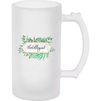 Sklenice Půllitr pro svědkyni - Svědkyně zelené listy - matný