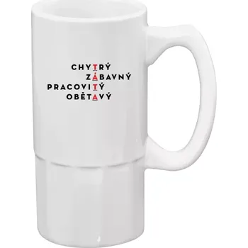 Sklenice Půllitr bílý vysoký Táta - křížovka