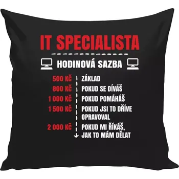 Polštář Polštář černý 40x40 cm Hodinová sazba - IT specialista
