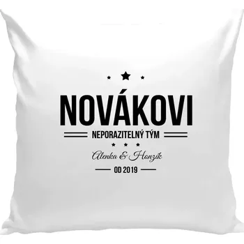 Polštář Polštář bílý 40x40 cm Neporazitelný tým