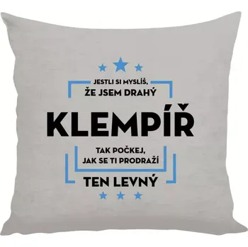 Polštář Polštář lněný 40x40 cm Jestli si myslíš, že jsem drahý - klempíř