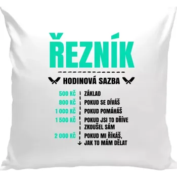 Polštář Polštář bílý 40x40 cm Hodinová sazba - řezník