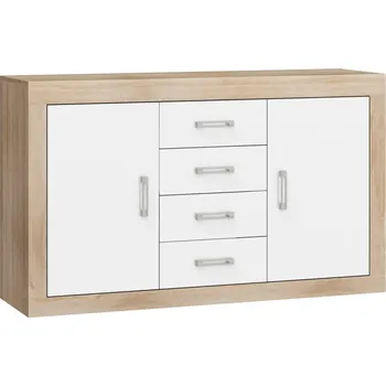 Komoda Komoda GOUDINI 2D4S, dub sonoma/bílý lesk, 5 let záruka + vyzvednutí ZDARMA