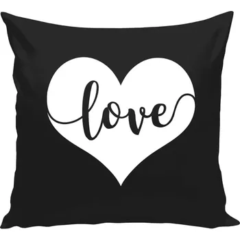 Polštář Polštář černý 40x40 cm Love in heart