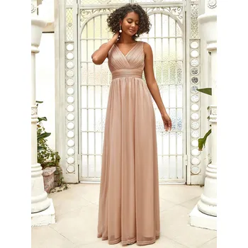 Dámské šaty Ever Pretty Třpytivé večerní šaty s výstřihem do V Růžová XXXL