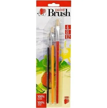 Umělecký štětec ICO Sada štětců, 3ks, č. 4-8-12, dřevěné, ICO Ježek barevné 21777