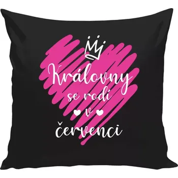 Polštář Polštář černý 40x40 cm Královny se rodí ...