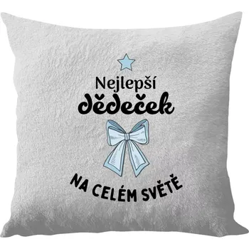 Polštář Polštář bílý 40x40 cm - dlouhý chlup Nejlepší dědeček na celém světě