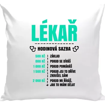 Polštář Polštář bílý 40x40 cm Hodinová sazba - lékař
