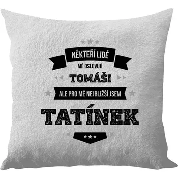 Polštář Polštář bílý 40x40 cm - dlouhý chlup Někteří lidé mě oslovují jménem, pro mé nejbližší jsem tatínek
