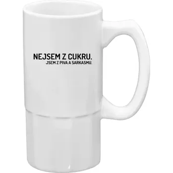 Sklenice Půllitr bílý vysoký Nejsem z cukru. Jsem z piva a sarkasmu.