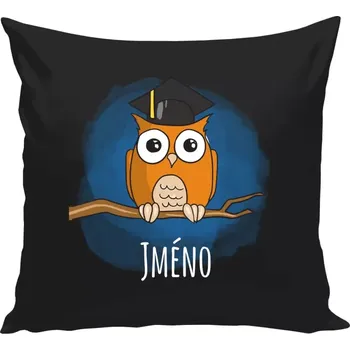 Polštář Polštář černý 40x40 cm Sovička