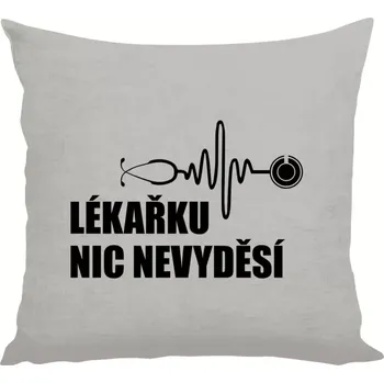 Polštář Polštář lněný 40x40 cm Lékařku nic nevyděsí