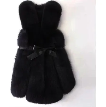 Dámská vesta Kožich bez rukávů plyšová vesta prošívaná s páskem Barva: Černá, Velikost: 3XL