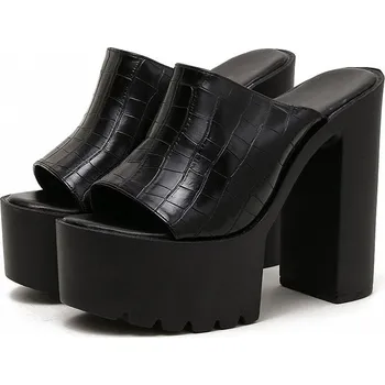 Dámské pantofle Pantofle na platformě s vysokým podpatkem Barva: Černá, Velikost: 37