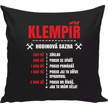Polštář Polštář černý 40x40 cm Hodinová sazba - klempíř
