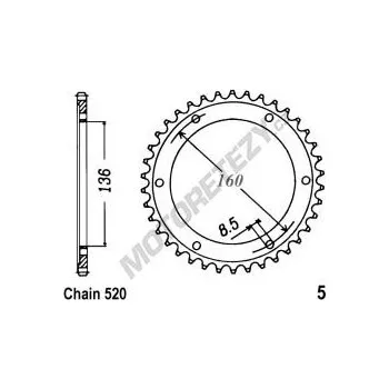 Řetězová sada pro motocykl Rozeta APRILIA 650 Pegaso Trail rok 07-10