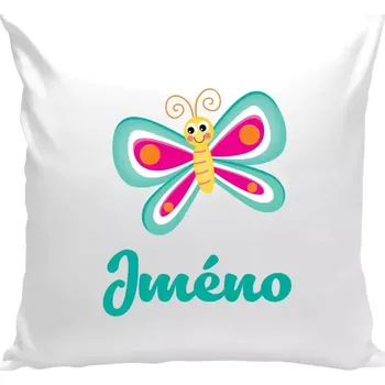 Polštář Polštář bílý 40x40 cm Motýlek se jménem